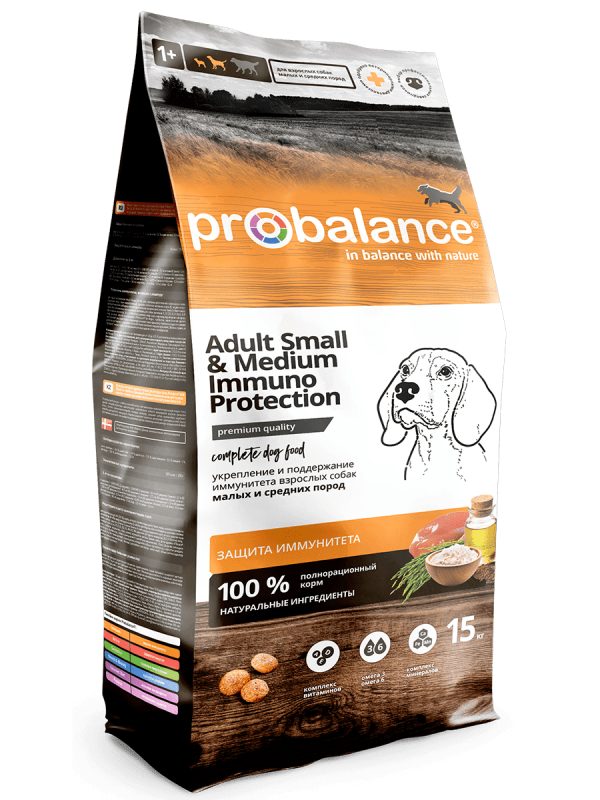 Корм ProBalance Immuno Adult Small&Medium для собак малых и средних пород