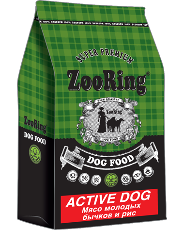 Корм ZooRing Active Dog Мясо молодых бычков и рис с хондрозащитными агентами