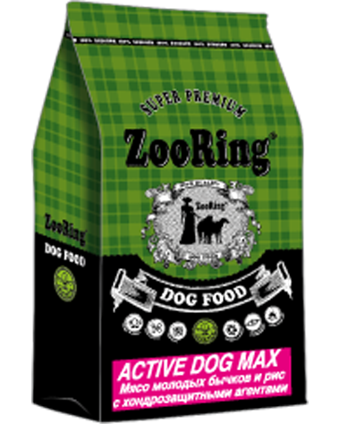 Корм ZooRing Active Dog Max Мясо молодых бычков и рис с хондрозащитными агентами