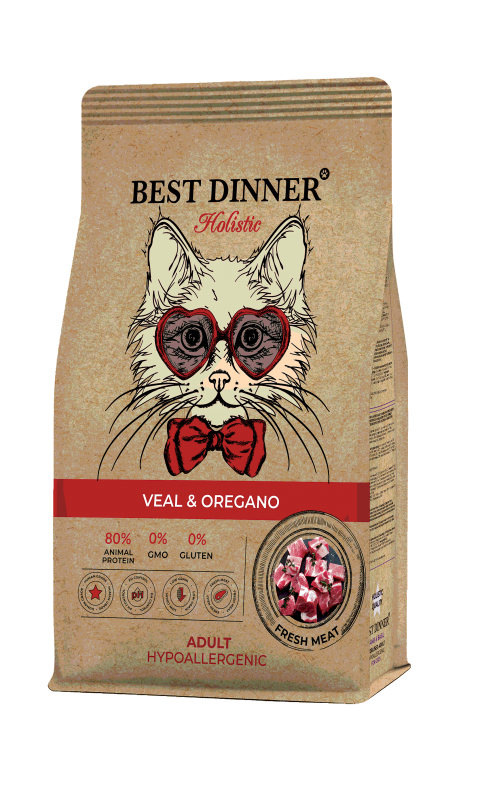 Best Dinner Holistic Hypoallergenic Adult Cat Телятина с Орегано