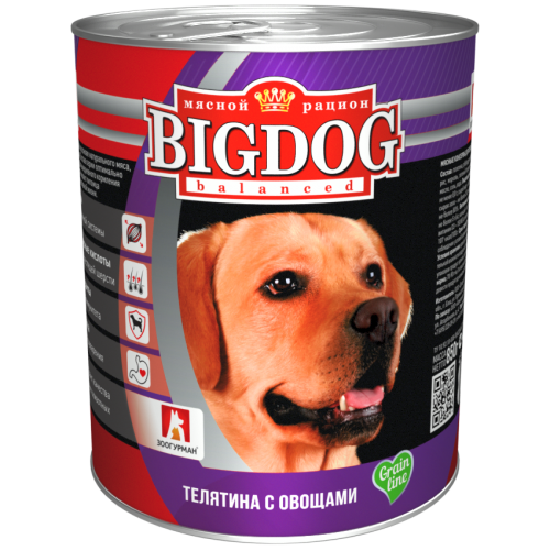 Корм для собак BIG DOG Grain line Телятина с овощами