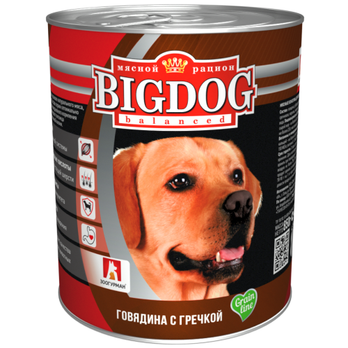 Корм для собак BIG DOG Grain line Говядина с гречкой