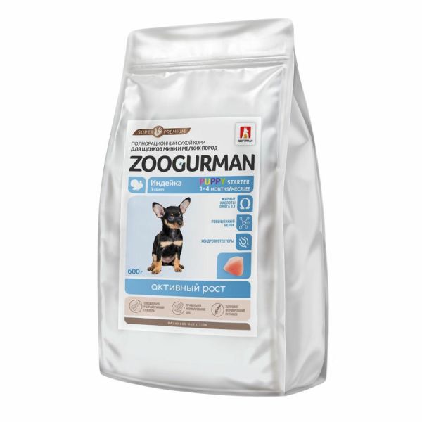 Сухой корм Zoogurman Puppy STARTER для щенков мини и мелких пород Индейка