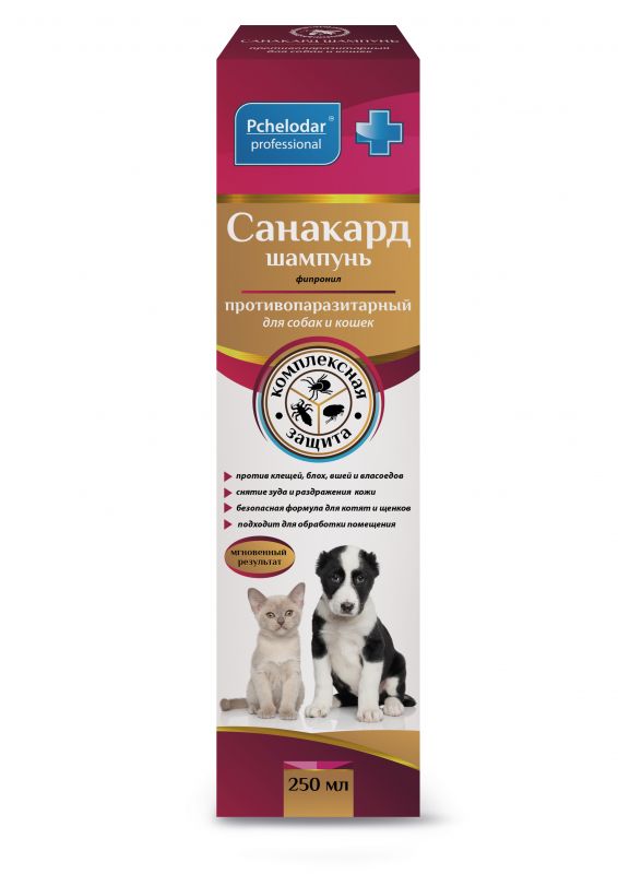 Санакард противопаразитарный шампунь для собак и кошек (фипронил)