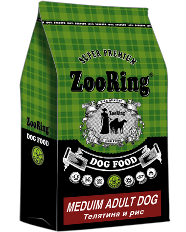 Корм ZooRing для взрослых собак средних пород Medium Adult Dog Телятина и рис