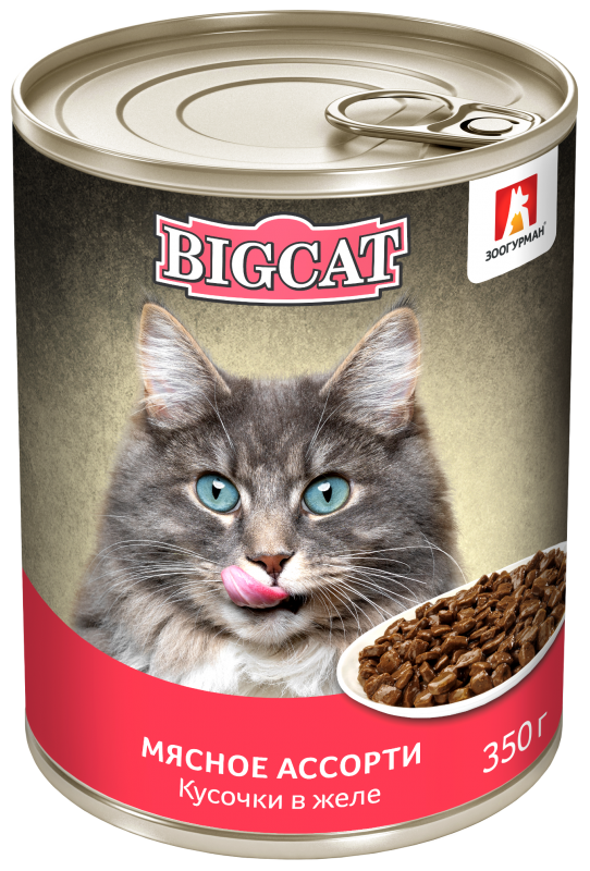 Кусочки в желе BIG CAT для кошек Мясное ассорти