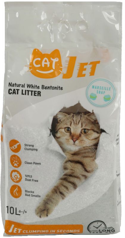 Наполнитель CATJET для кошек, белый бентонит 0,60-2,38 мм Аромат марсельского мыла