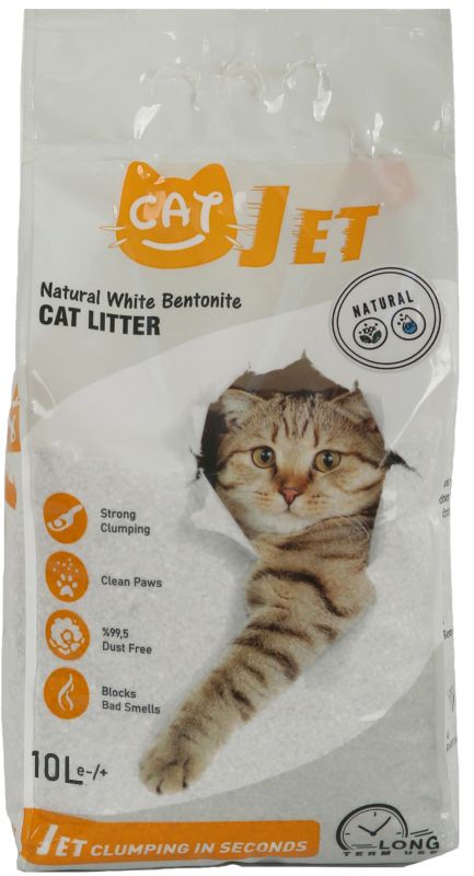 Наполнитель CATJET для кошек, белый бентонит 0,60-2,38 мм Натуральный