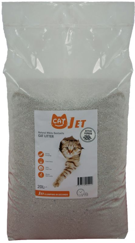 Наполнитель CATJET для кошек, белый бентонит 0,60-2,38 мм Активированный уголь