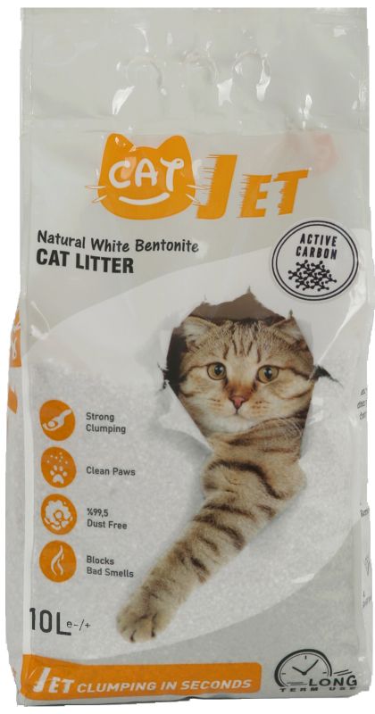 Наполнитель CATJET для кошек, белый бентонит 0,60-2,38 мм Активированный уголь