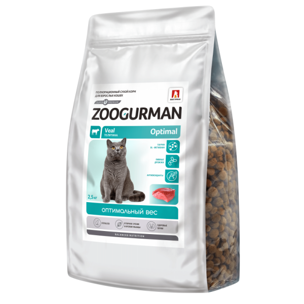 Сухой корм для кошек Zoogurman Optimal Телятина