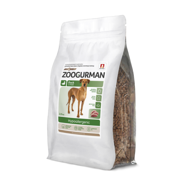 Сухой корм Zoogurman Hypoallergenic для собак средних и крупных пород Утка